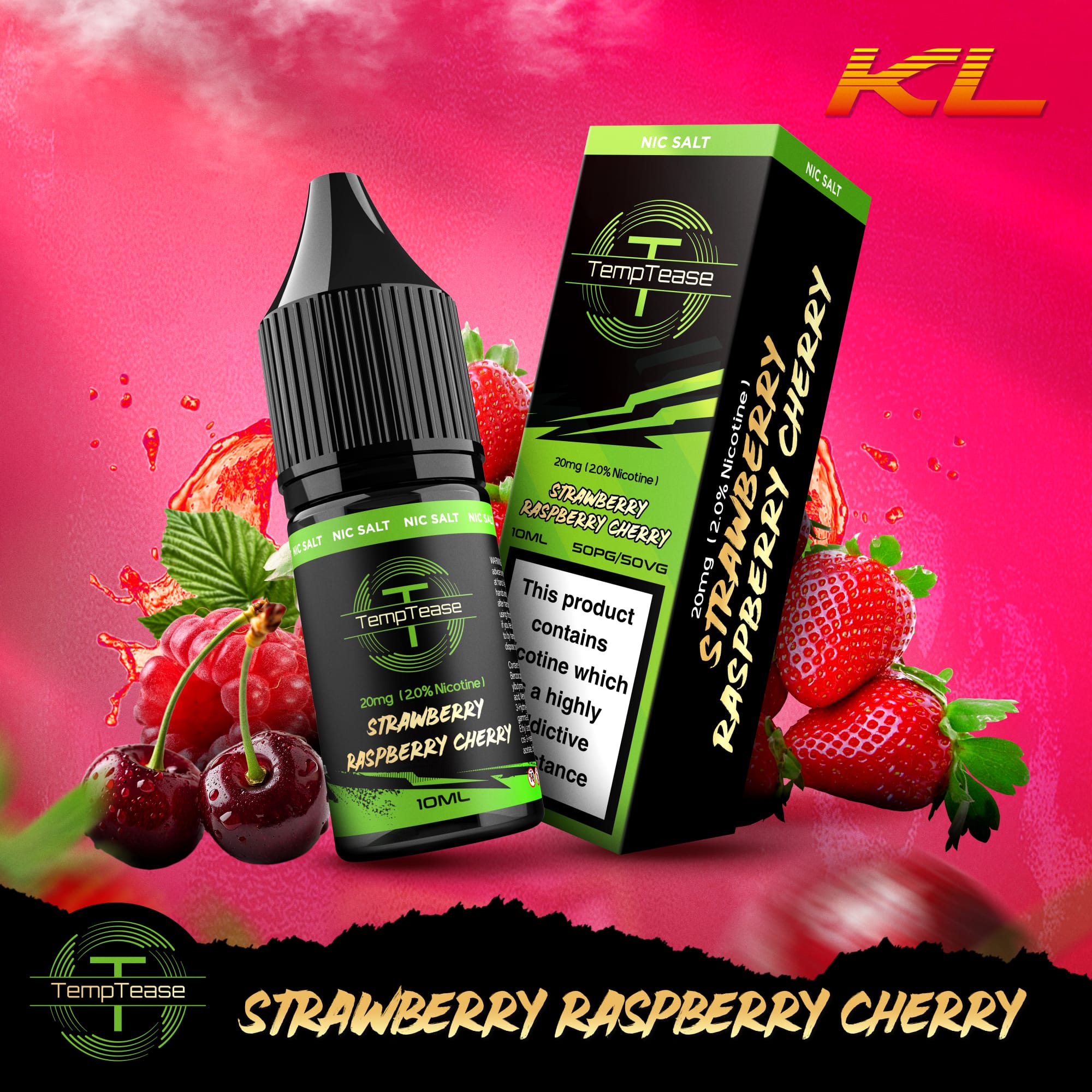 Strawberry Raspberry Cherry Nic Salt by TempTease 10ml - 20mg