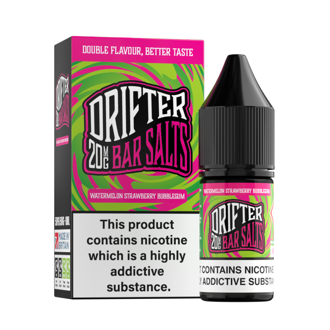 Watermelon Strawberry Bubblegum - By Drifter Bar Juice Nic Salt - 10ml -20mg