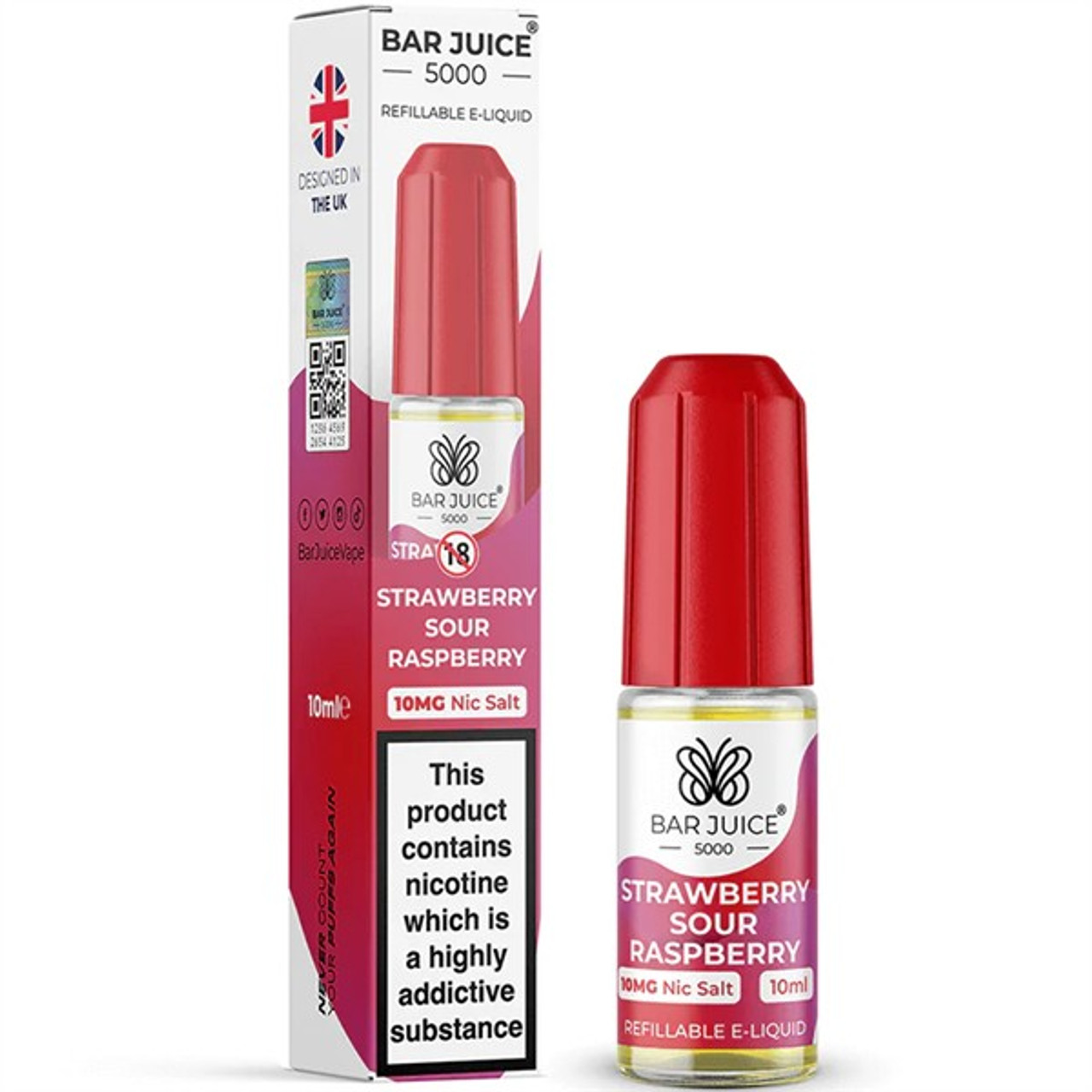 Strawberry Sour Raspberry Nic Salt Bar Juice 5000 10ML 20MG