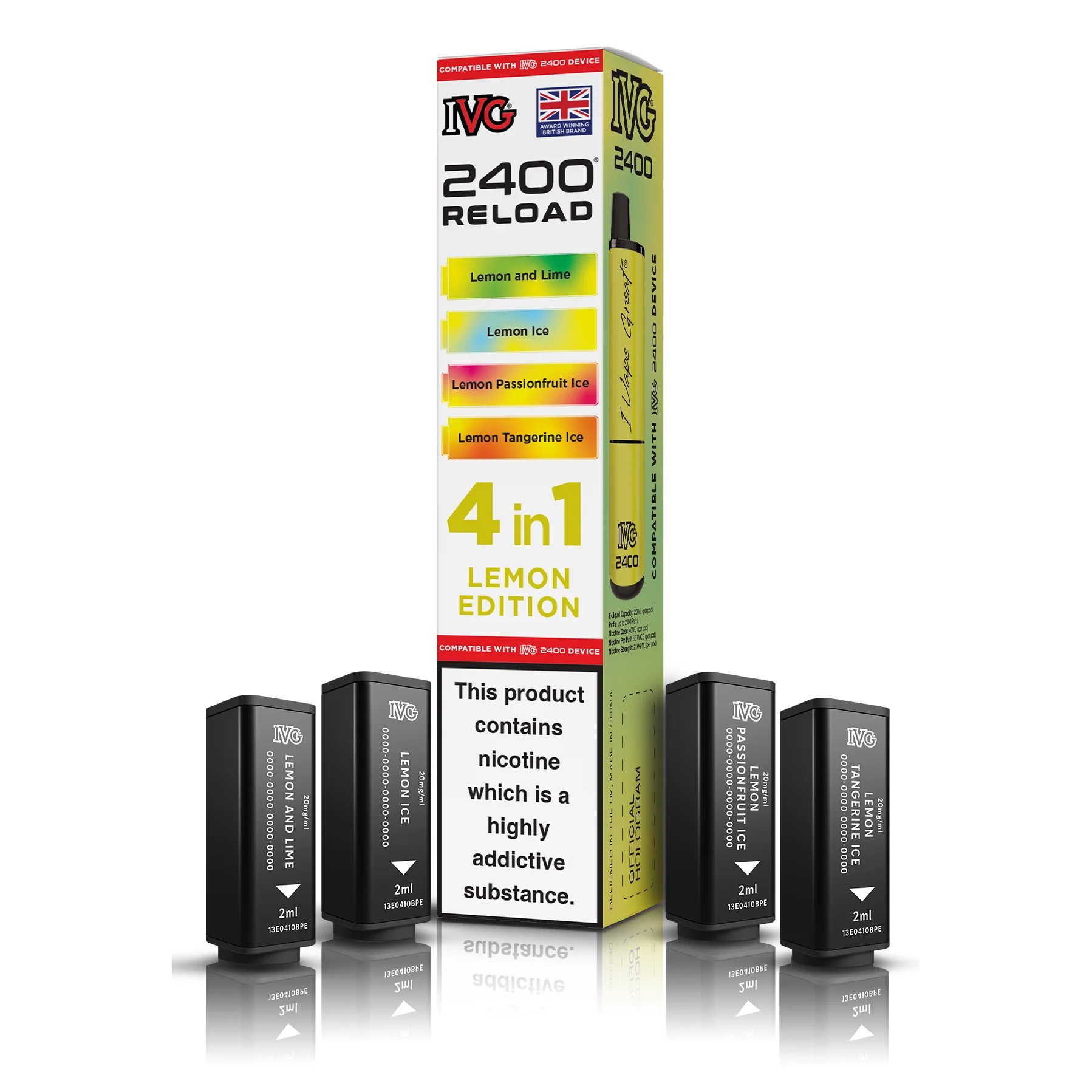 REFILL - IVG 2400 4 In 1 - Lemon Edition - Reload Pods