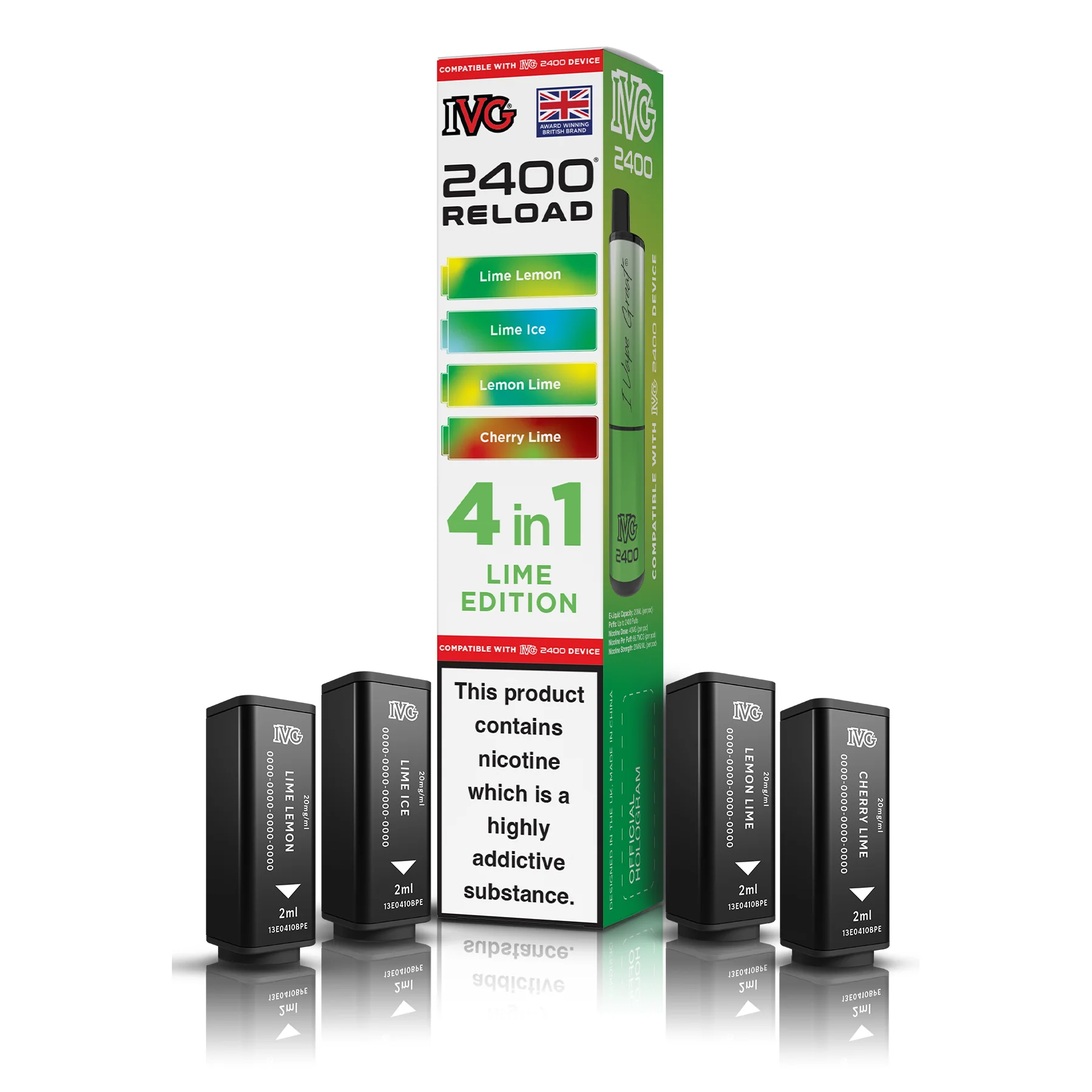 REFILL - IVG 2400 4 In 1 - Lime Edition - Reload Pods