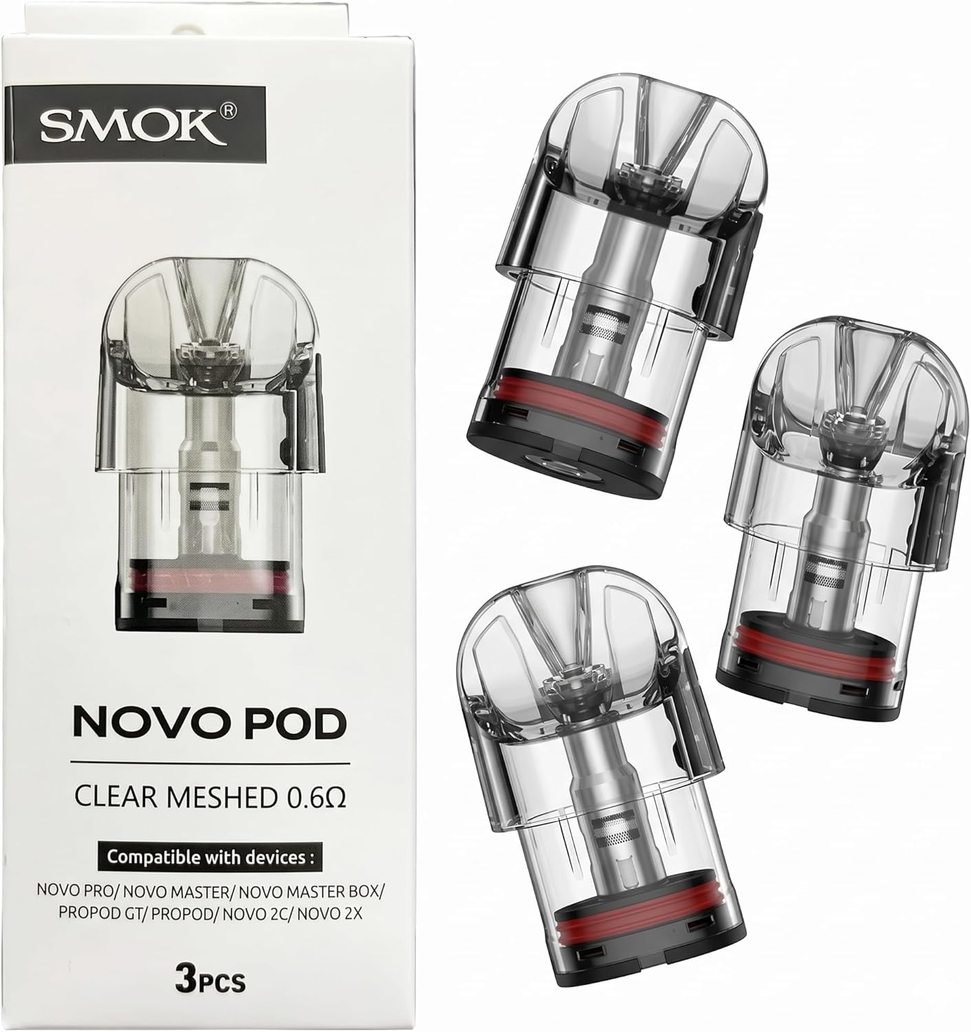 SMOK Novo Pod Clear Meshed Replacement Pod 2ML - 0.6Ohm 3 pack